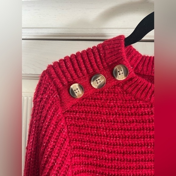 STEVE MADDEN Red Crewneck Sweater with Button Details, S - Picture 4 of 10